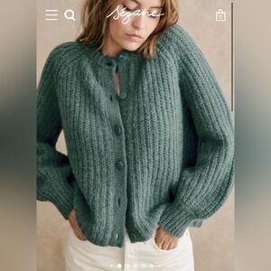 Sézane Emile Cardigan in Teal Blue